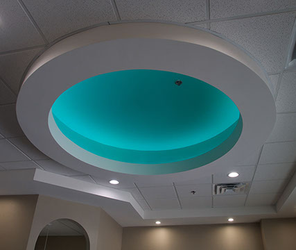 photo of the blue circle inlaid in our ceiling